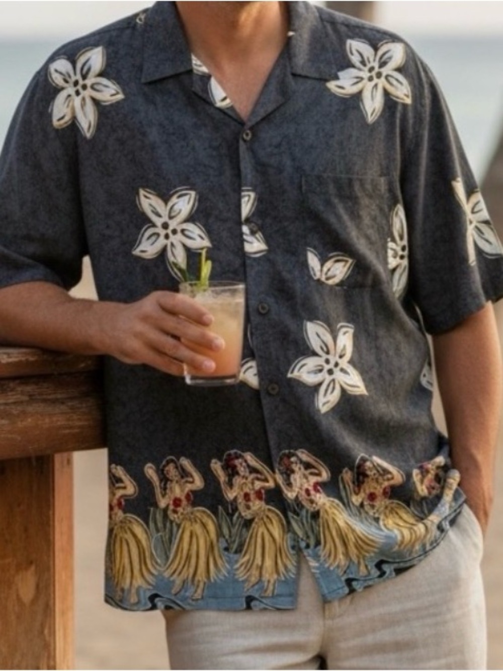 Vintage Pineapple Connection- Hawaiian Shirt with Hula Girls